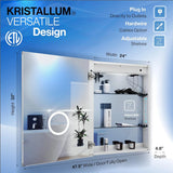 KRISTALLUM Lighted Medicine Cabinet for Bathroom - 24x32 Left Door – LED Medicine Cabinet with Lights, Wireless Remote