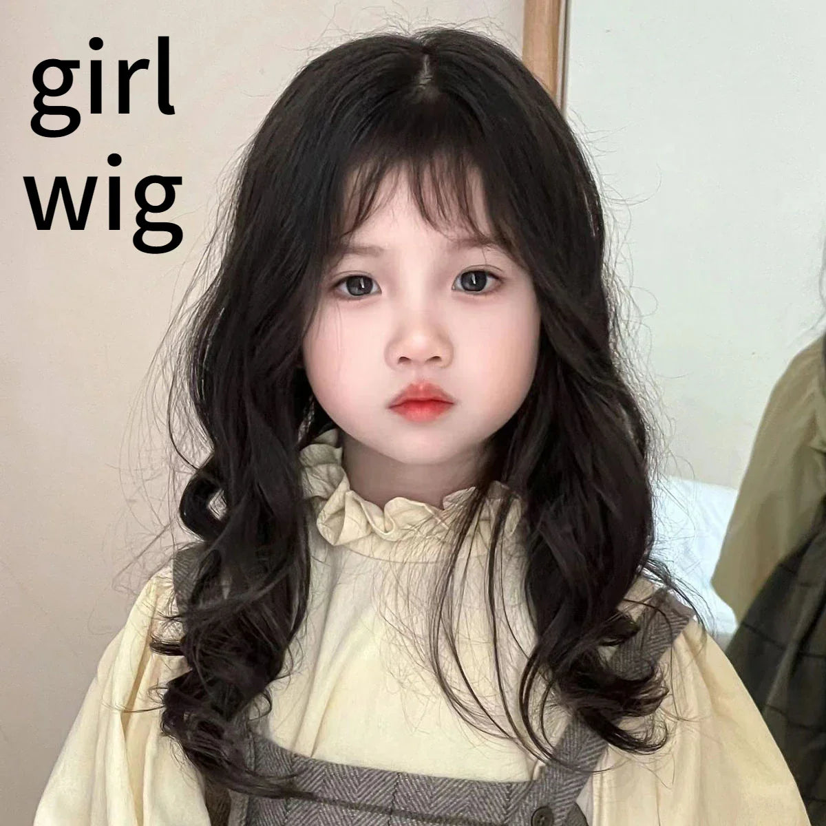 Baby Wig Toupee for Girls Children's Wavy Long Curly Hair Accessories Kids Natural Fluffy Headdress Headgear Headwear 2-5y 45cm