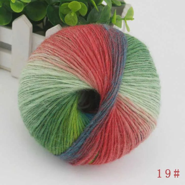 QJH 4Skeins Rainbow Soft Yarn 100% Wool Gradient Multi Color Yarn for Crocheting Knit DIY Hand Knitting Yarn 180m×4(196y×4,50g×4