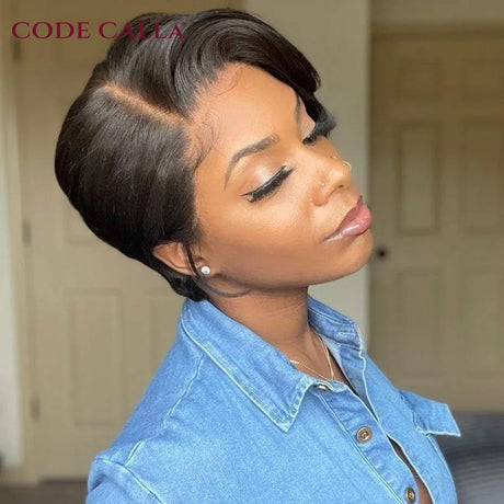 Pixie Cut Wig Transparent Lace Human Hair Wigs For Women Straight Short Bob Wig T Part Lace Wig Prepluck Brazilia Human Hair