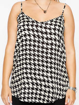 Plus Size Sexy Houndstooth Print Cami Tops Women Loose Black And White Casual Tank Female Large Size Camisole 5XL 6XL 7XL 8XL