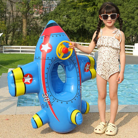 Baby Swim Ring Inflatable Toy Aircraft Shape Swimming Circle Seat Float Swimming Pool Beach Summer Water Toy For Kid Children