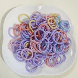 [100 Packs] Baby Rubber Band Does Not Hurt The Hair Small Thumb Ring High Elastic Thread Toddler Seamless Scrunchies Set