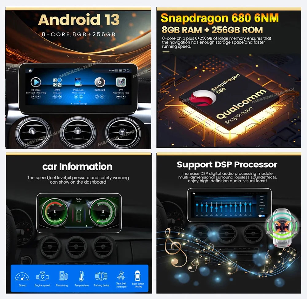 Android 13 Car AutoRadio Intelligence System For Mercedes Benz V W447 GLC X253 C Class W205 C180 C200 C220 C300 C350 Carplay GPS