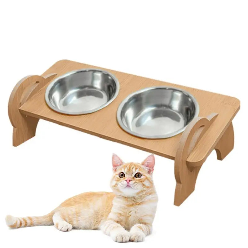 Elevated Cat Bowls Spillproof Tall Double Cat Bowl Stand Raised Feeder For Dogs Cat Feeding & Watering Supplies