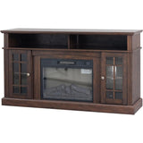 Farmhouse TV Stand for 70 Inches TVs, Storage Cabinet, Entertainment Center with Electronic Fireplace and Remote Control