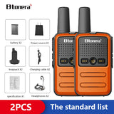 Btoera 2 Pcs Mini Walkie Talkie PMR 446 Portable Two-way Radio Ht PTT Walkie-talkies 5W 16CH UHF 400-470MHz Portable Radio for