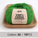 QJH 10PCS 100% Organic Cotton Yarn Pure/Mixed Color Yarn, Knitting Yarn - Crochet Yarn Soft 10 Strands Hank Yarn Machine Washabl