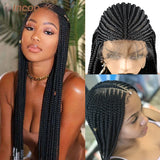 36" 13x8 Lace Front Wigs Knotless Braided Wigs For Women Straight Cornrow Braids Wig Hand-Braided Synthetic Lace Frontal Wig