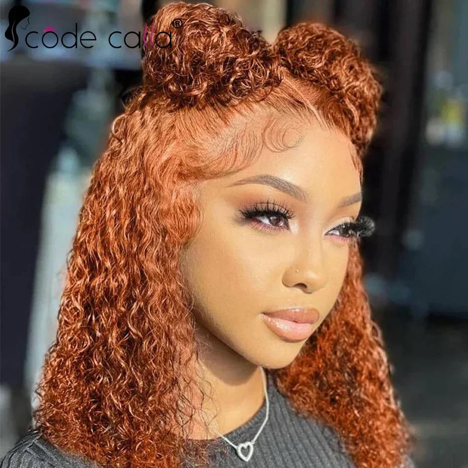 Ginger Lace Front Wig Human Hair HD Transparent 13x4 Lace Frontal Human Hair Wigs Colored Cosplay Orange Human Hair 180 Density