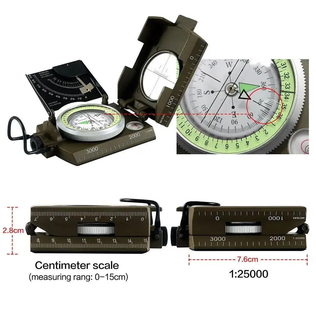 Camping Geological Survival Compass Military Sighting Luminous Lensatic Waterproof Compass Digital Compass Navigation Equipment