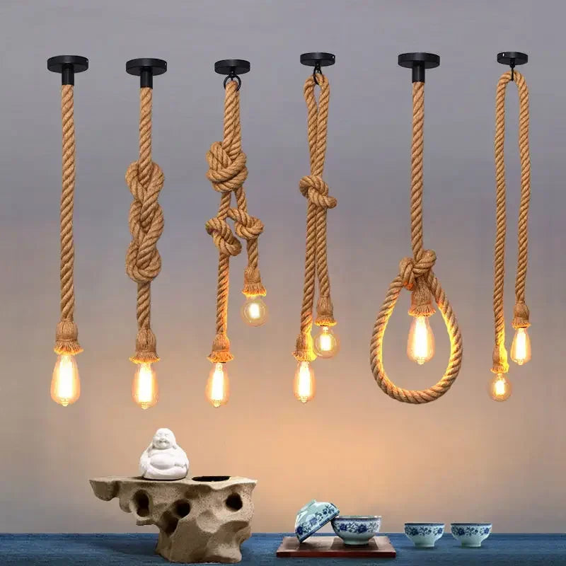 Home Decor Pendant Lights Antique Chandelier Socket Vintage Hemp Vintage Hemp Rope Pendant Lamp