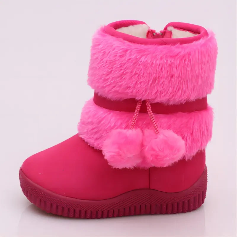 New Girls Snow Boots Winter Comfortable Thick Warm Kids Boots Lobbing Ball Thick Children Autumn Cute Boys Boots Princess Shoes