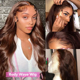 Body Wave Brown Glueless 13x6 HD Lace Frontal Wigs Human Hair Wig #4 Chocolate Brown 13x4 360 HD Full Lace Front Human Hair Wig