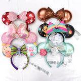 2023 Original Disney Mickey Ears Headband Princess Tinker Bell Cosplay Hairband Festival Party Adult/Kids Hair Accessory