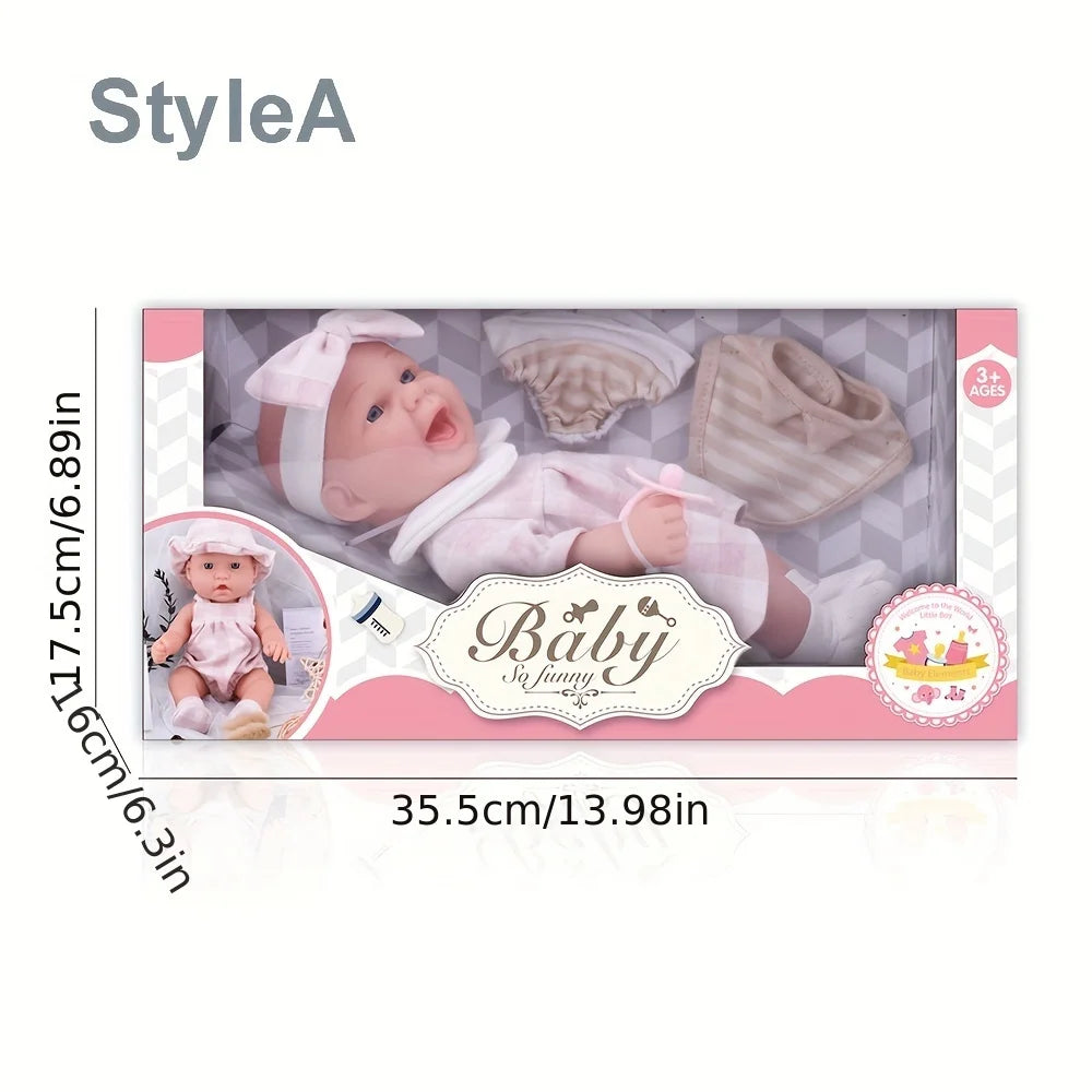 12''/30cm Baby Doll Playset in Gift Box with Accessories Pink Pacifier, Vinyl Reborn Doll Toy, Christmas Gift for Girl Boy Kid