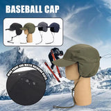 Adjustable Men's Winter Hats Lightweight Waterproof Warm Fleece Lined Earflaps Baseball Cap For Snow Skiing Cap