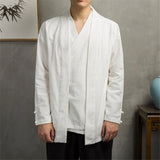 Linen Shirt Jacket Men Spring Autumn Two-layer Shirt Vintage Chinese Style Long Sleeve Shirts Male