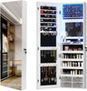 47.2" LED Jewelry Mirror Cabinet, Wall/Door Mounted Jewelry Armoire Organizer with Full-Length Mirror, Large Capacity Sto