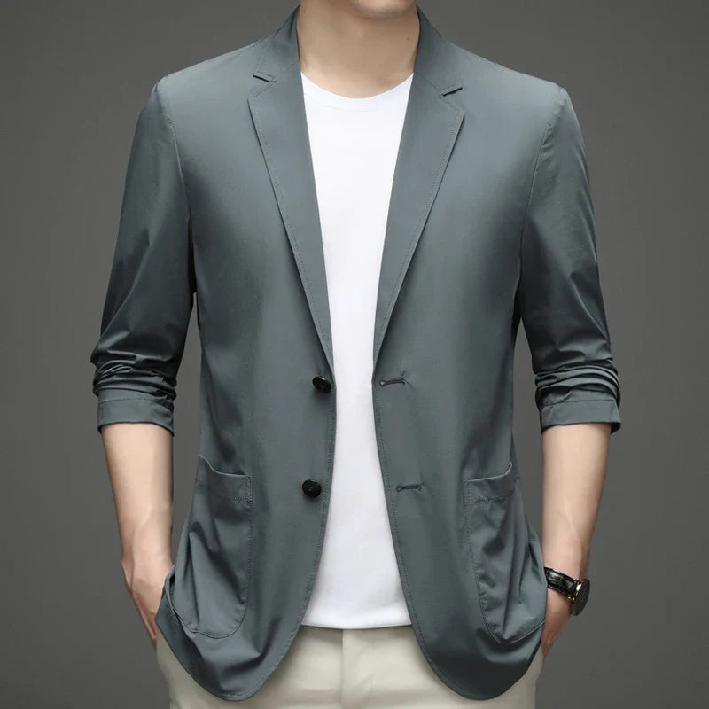 Men's Suit Jacket Summer Ultra-Thin Breathable High Elastic Lightweight Ice Silk Sun Protection Casual Suit Jacket Men