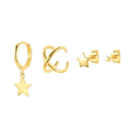 CANNER Multi-size Dangle Earring 18K Gold Color Piercing Aretes for Women Moon Star Flower Heart Piercings Earrings Jewerly