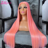 30 36 Inch pink lace front wig Human Hair Wig 13x6 HD Lace Glueless Straight Wigs For Women Blonde 613 Colored Pink Brazilian