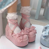 HEYDRESS Cosplay Sweet tea party Mandarin duck shoes Cos Girl Cream Bubbles Bow Kawaii Shoes Lolita Girls High Heel LoliShoes