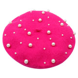 Winter Hat Knitted Wool Beret Bonnet Female French Winter Warm Pearl Berets Caps For Women Beading Ski Boina Painter Gorras