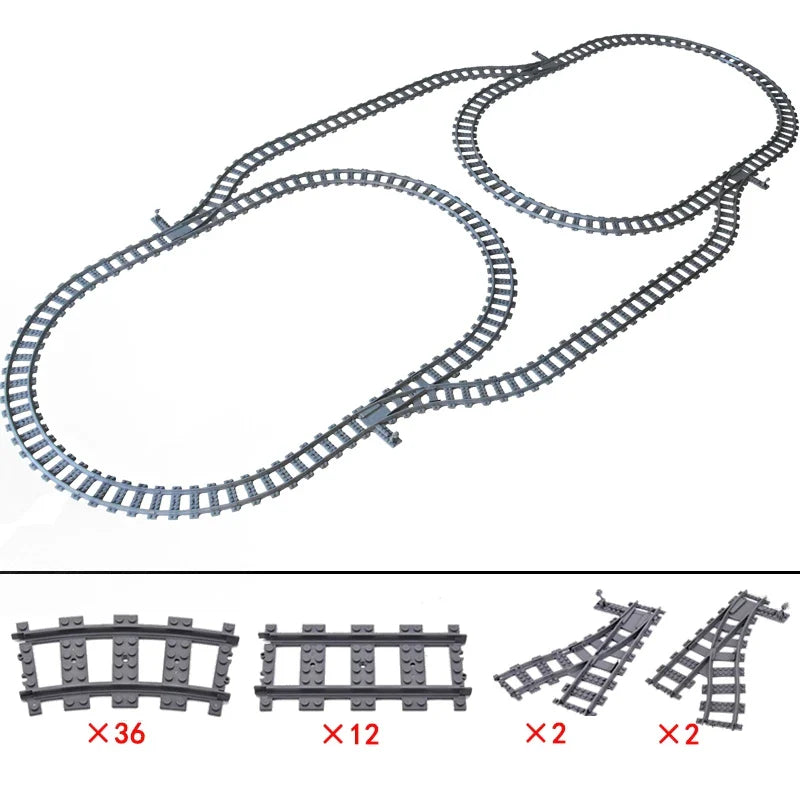 NEW City Trains Flexible Tracks Soft Straight Curved Rails Switch Building Block Creative Models Tailways Toys For Kids Gifts