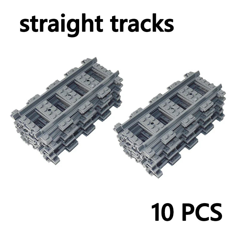 City Trains Track Rail Bricks Model straight curved soft Flexible Switch Uphill Tracks Railway  Building Blocks kids Toys