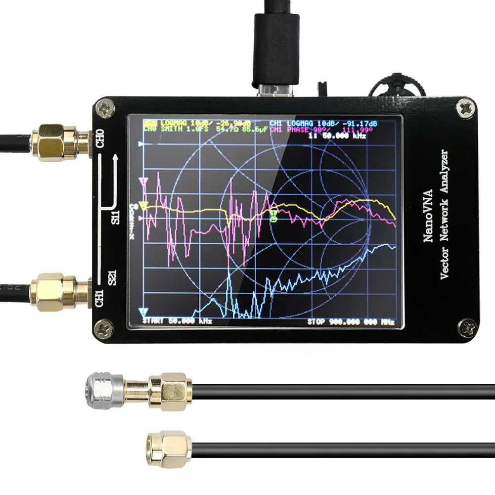 Handheld Vector Network Analyzer 50KHz-900MHz Digital Touching Screen Shortwave MF HF VHF UHF Antenna Analyzer Standing Waves