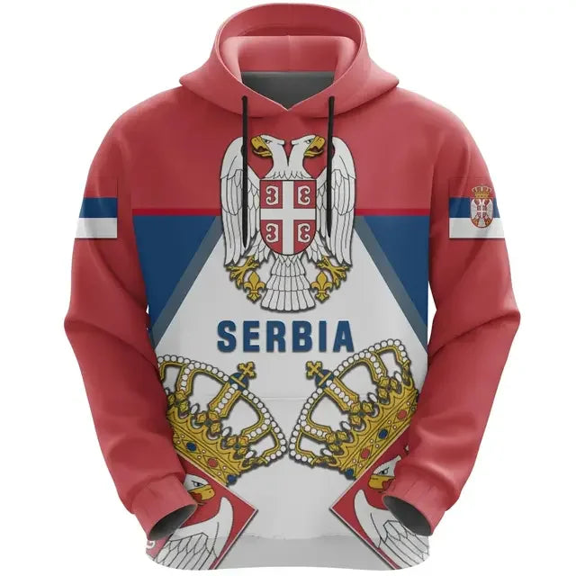 Serbia 3D hoodie National Flag Emblem Zipper Hoodie Custom Name 3D Zipper Hoodie Harajuku Pullover Streetwear Unisex Hoodie