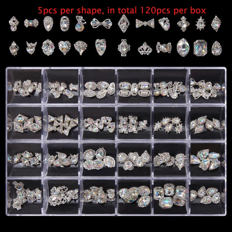 2800pcs Luxury Shiny Diamond Nail Art Rhinestones Crystal Decorations Set AB Glass 1pcs Pick Up Pen In Grids Box 21 Shape