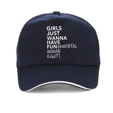 Girls Just Wanna Have Fundamental Human Rights Letter Print Baseball Cap Feminist Feminism Hat Adjustable Snapback Hats