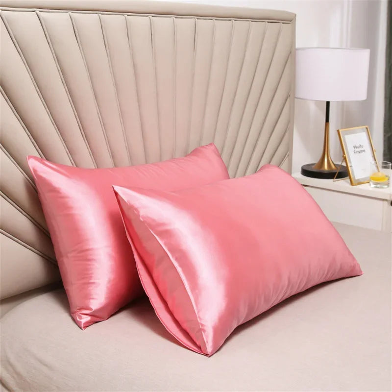 2pcs Silk Pillowcase Children's Winter Anti-static Soft Pillow Protective Case Home Solid Color Pillow Case Anti-dirty Bedding