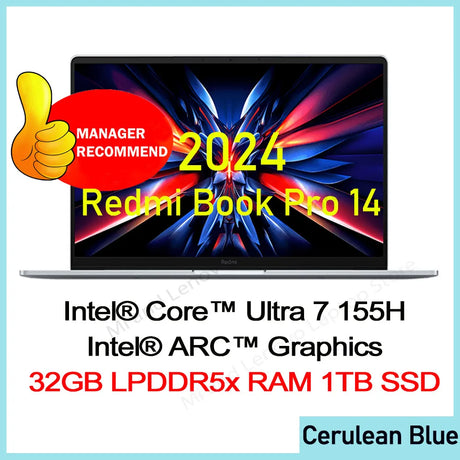 Xiaomi Redmi Book Pro 14 2024 Ultra 5/Ultra 7 Intel ARC Graphics 16G/32G LPDDR5x RAM 512G/1T SSD LCD 2.8K 120Hz Screen Mi Laptop