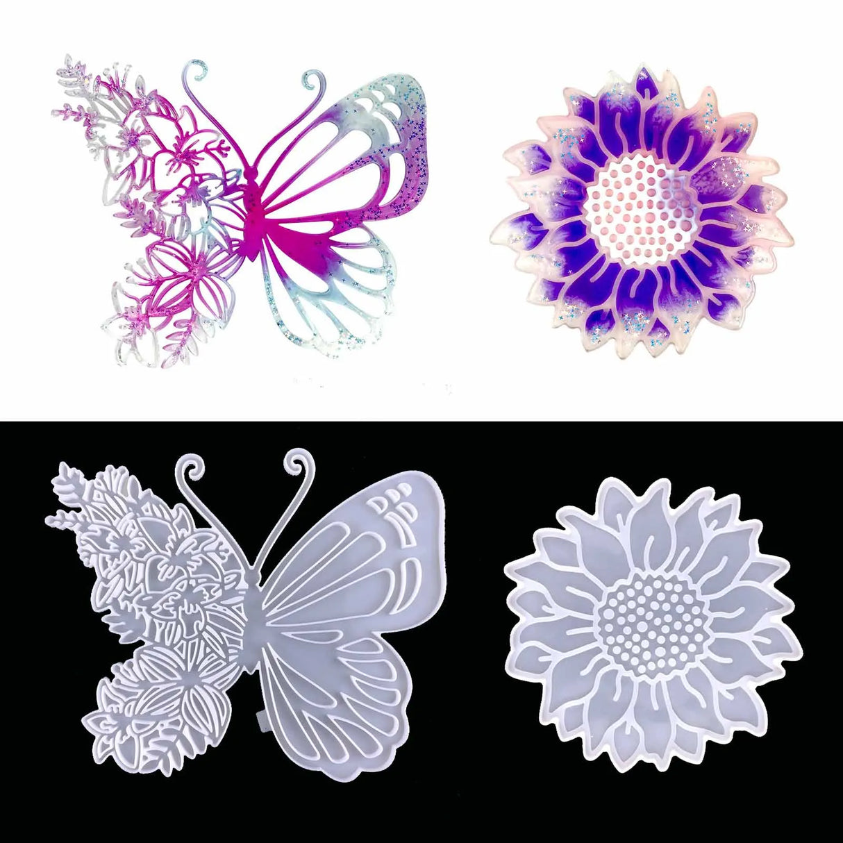 Large Butterfly Resin Mold Sunflower Silicone Mold for Wall Decoration Home Office Bedroom Decoration Jewelry Making Supplies