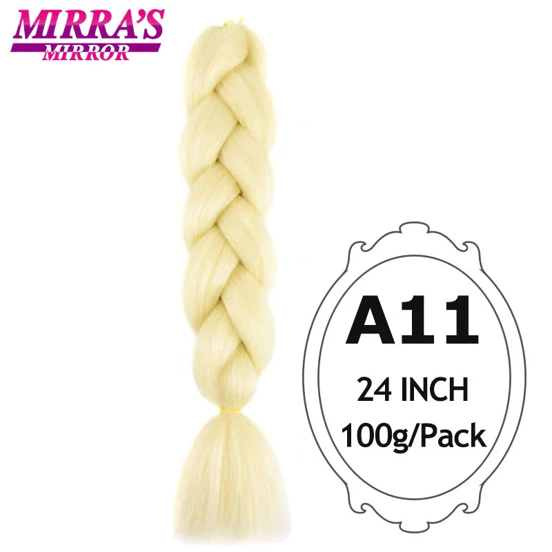 Jumbo Braiding Hair Extensions 24inch Ombre Hair For Braids 5Pcs Box Braid Yaki Texture Synthetic Fiber Fake Hair Mirra’s Mirror