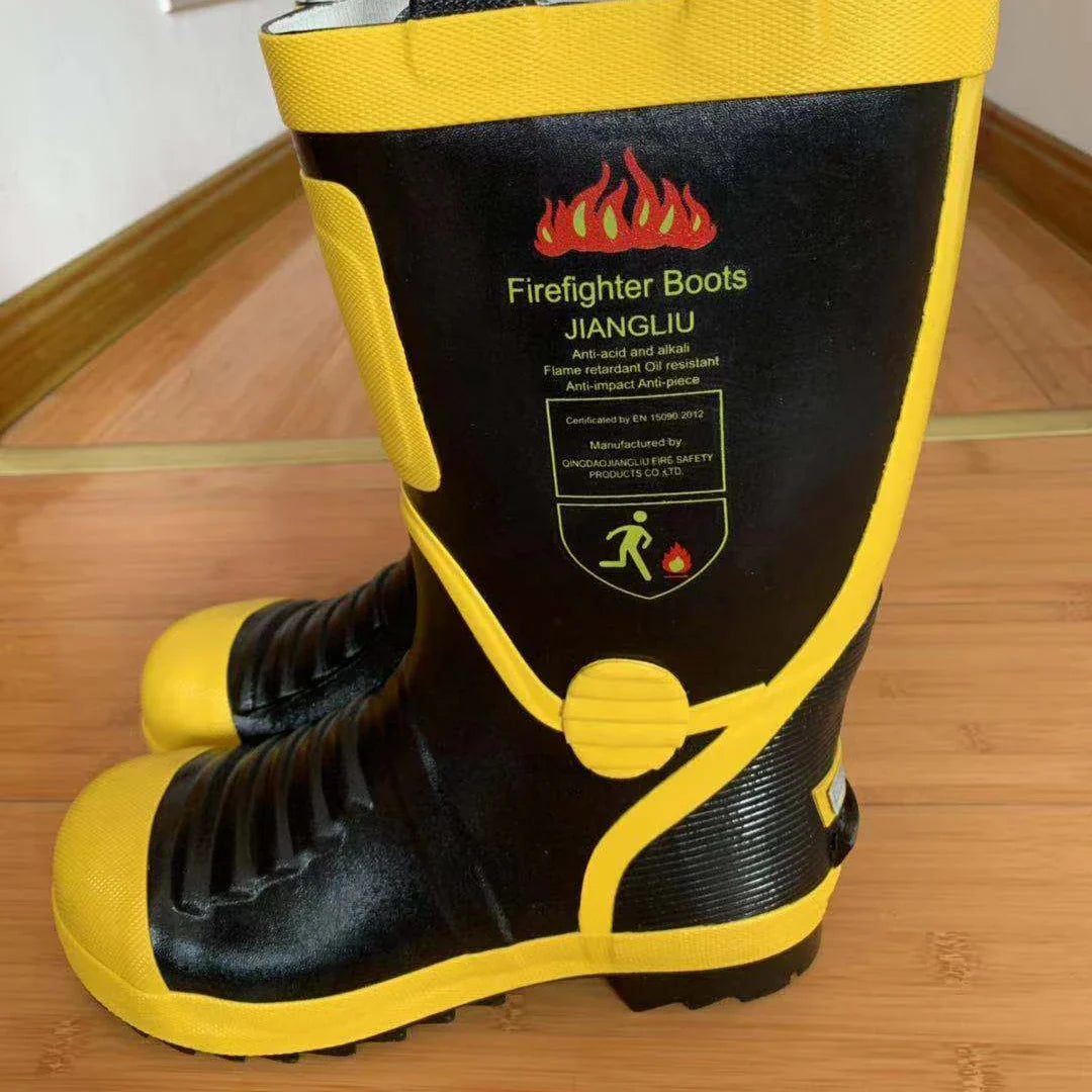 EU certification High Cylinder Emergency Rescue Boots Firefighter Combat Boots Fire Protection Boots Rubber Anti Slip Fire Boots