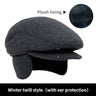 Big Head Circumference Men's Hat Autumn And Winter Warm Beret Spring And Autumn Fleece-lined Earflaps Peaked Cap Small Size