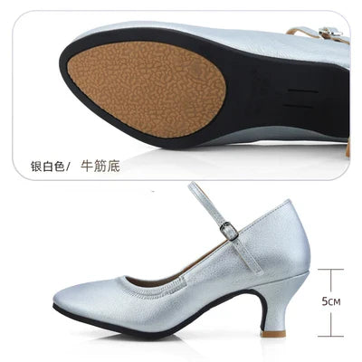 XIHAHA Women Modern Dance Shoes Girls Standard Dancing Shoes High Heeled Ballroom Latin Dance Shoes for Women 3.5 5 7CM Heel