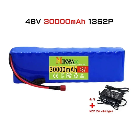 48V 60Ah High Capacity 13S2P 18650 Li-ion Battery for Bafang Electric Bike Retrofit Kit 1000w 54.6V 2A Charger + XT60 Plug