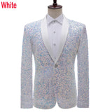 Shiny Green Sequins Bling Glitter Blazer Men 2023 Shawl Collar One Button Tuxedo Suits&Blazer Mens Wedding Party Stage Costumes