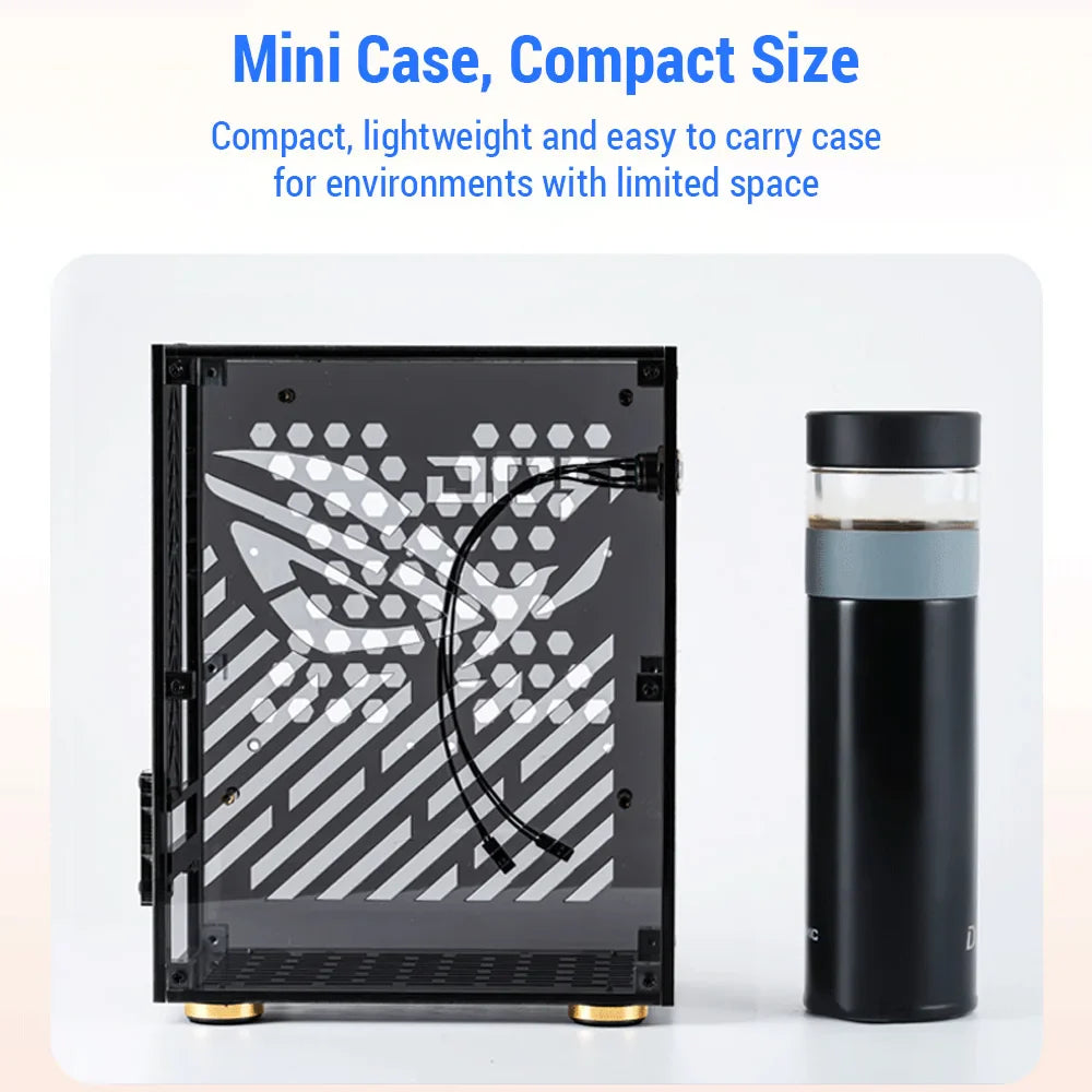 Mini Portable Small Computer Case Plexiglass Shell Compact PC Case Desktop PC Case Mini-ITX Motherboard FLEX Power Supply