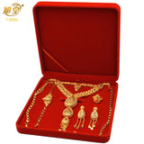 XUHUANG African Big Luxury 4PCS Dubai Gold Color Jewelry Necklace Sets For Women Bridal Wedding Sets 2023 Trend Jewellery Gifts