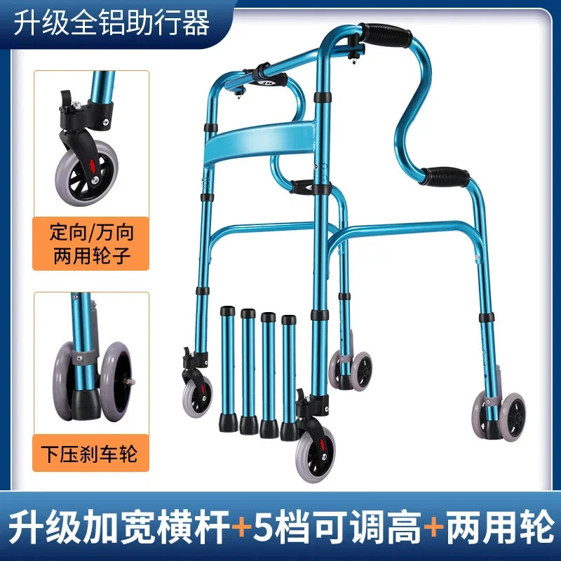 Four-Legged Aluminum Alloy Crutches for Elderly Anti-Skid Mobility Aids Durable Walking Stick for Fracture Support