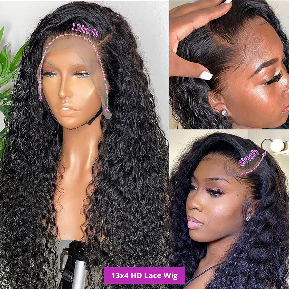 13x4 13x6 Hd Deep Wave Lace Frontal Wig 360 Curly Human Hair Wigs For Black Women Human Hair 4x4 5x5 Water Wave Lace Closure Wig