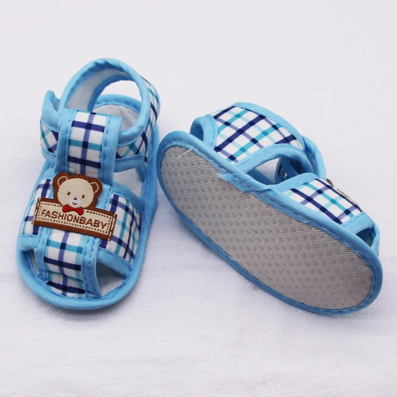 Baby Sandals Toddler Boy Girl Bear Pattern Hollow Sandals Cotton Infant Soft Sole Shoes First Walker Anti-slip Shoes