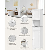 Tall Bathroom Storage Cabinet W/ 2 Doors & 1 Drawer, Adjustable Shelves, Anti-Tipping,White, 67" H Tall Bathroom Storage Cabinet