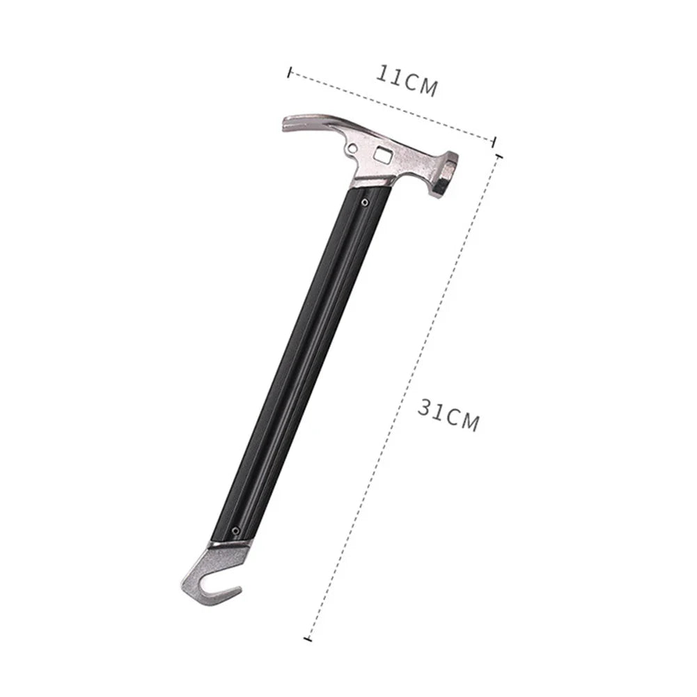 Camping Hammer Stainless Steel Ground Pegs Hammer Outdoor Camping Tent Nails Puller Stakes Remover Multifunctional Tool Hammer